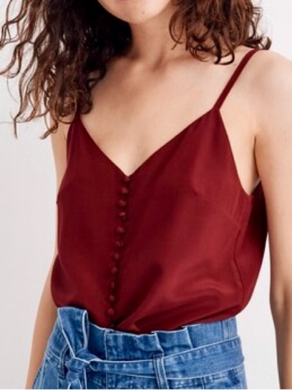 Madewell Burgundy Silk Button Down Cami Size 4